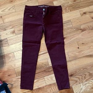 American Eagle Maroon Jeggings
